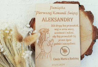 Blahoželanie, drevená obálka na prijímanie, sväté prijímanie, suvenír